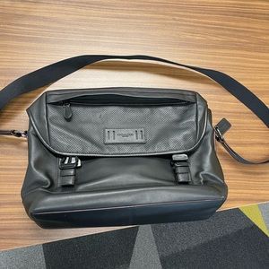 Black Leather COACH Messenger / Laptop Bag